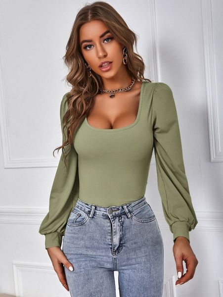 

scoop neck bishop sleeve tee c0kc#, White