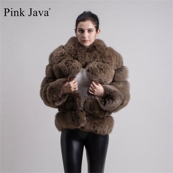 

pink java 8139 new arrival women winter thick fur coat real fur jacket coat stand collar outfit luxury 201112, Black