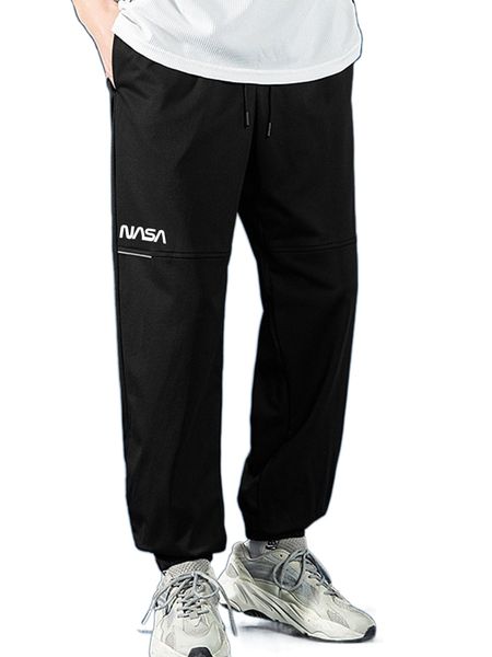 

men letter graphic drawstring waist sweatpants n6wo#, Black