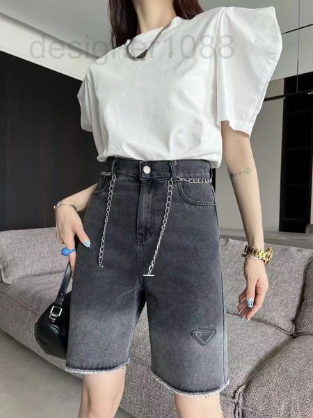 

women's jeans designer pd22 summer new heavy industry gradient wash chain decorative jeans pants cwej, Blue
