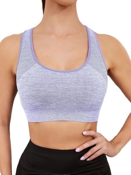 

high support contrast binding sports bra q2v1#, Gray
