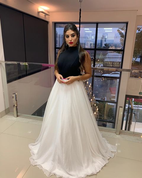 

2022 black white prom dresses vestidos chiffon sleeveless robe de soiree cross straps back evening formal gowns