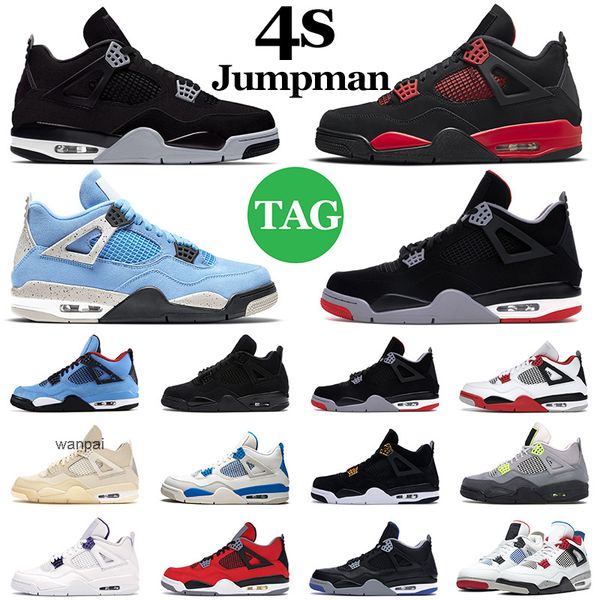 

jumpman 4 4s mens basketball shoes black canvas cat red thunder university blue fire red sail pine green men womens trainers outdoor sports