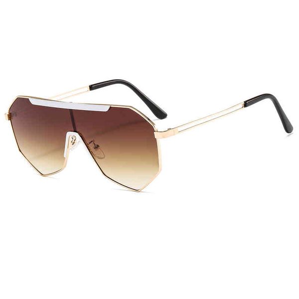 

men's ladies brand sunglasses wholesale new fashion polygon one-piece metal wind women's, White;black