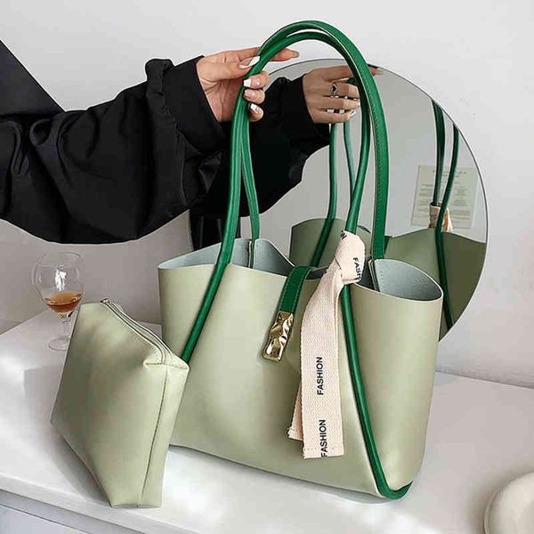 

evening bag 2 pcs luxury designer high capacity tote handbag purses for women 2022 trends brand shoulder shopping handle 0623