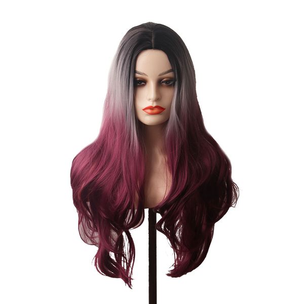

synthetic wig for women woodfestival black ombre burgundy long wave wigs cosplay