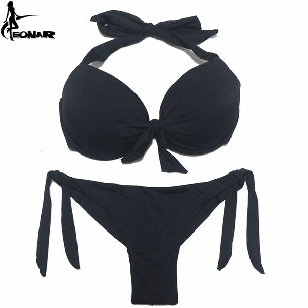 EONAR Bikini Costumi da bagno solidi Donna Push Up Bikini Set Taglio brasiliano/Fondo classico Costumi da bagno Costumi da bagno sexy taglie forti 220408