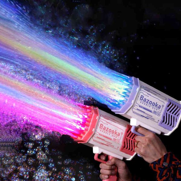 

new kids bubble gun toy 69 holes automatic bubble machine environmentally friendly materials for outdoor toys water gun y220509