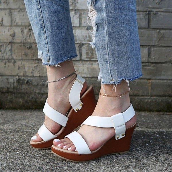 

sandals women 2022 wedge platform summer slip on ladies high heels shoes fashion open toe casual female footwear, Black