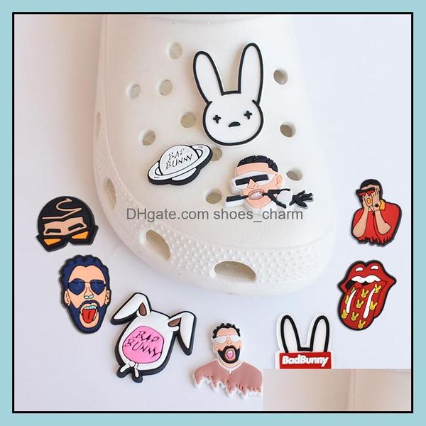 

shoe parts accessories shoes soft rubber bad bunnies decorations charm jibitz for clog charms clog bracelets buckle buttons, White;pink
