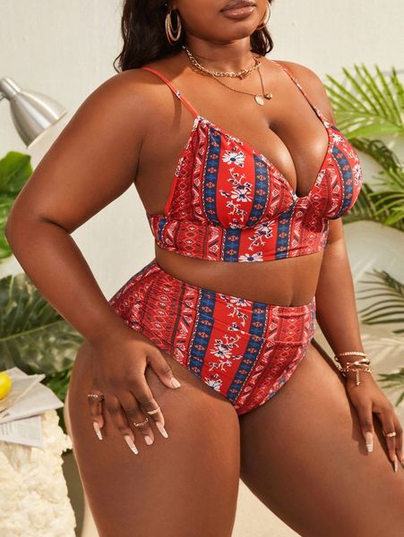 

plus floral high waisted bikini swimsuit w76t#, White;black