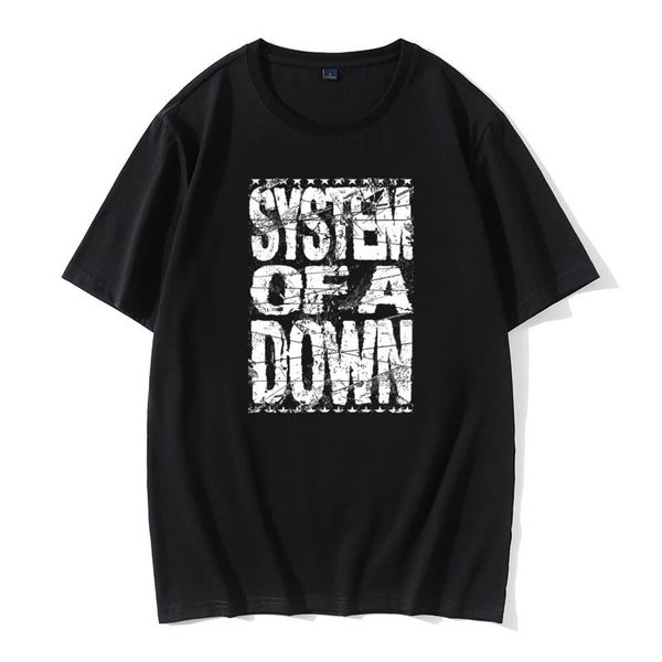 Herren T-Shirts System Of A Down T-Shirt Herren Logo T-Shirt Hip Hop T-Shirt Funky Schwarz Weiß Kleidung Vintage Letter Tops Band T-ShirtsHerren