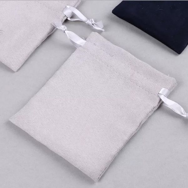 

gray flannel gift bags 7x9cm 8x10cm 9x12cm 10x15cm 13x17cm pack 50 party candy sack luxury jewelry sachets perfume watches suede packaging p, Pink;blue