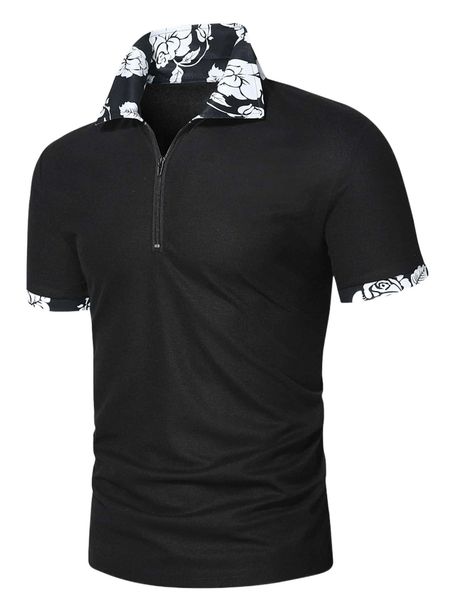 

men floral print polo shirt p8cw#, White;black