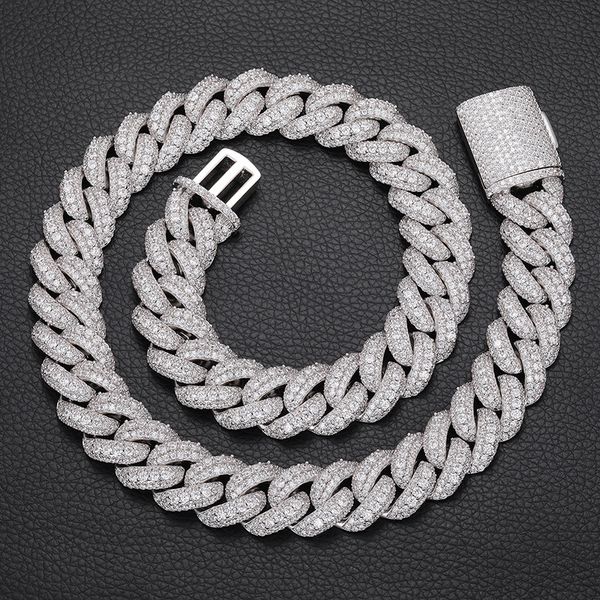 

18mm 16-24inch bling chains gold plated bling cz stone chain necklace bracelet jewelry for men punk jewelry heavy chains, Silver