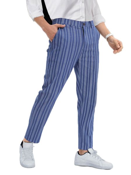 

men striped print pants k26k#, Black