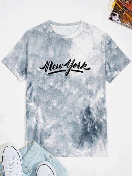 

romwe guys tie dye letter graphic tee 14jr#, White;black