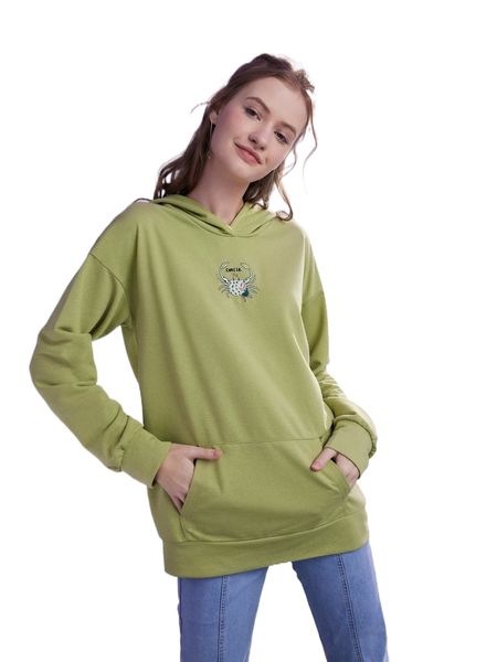 

romwe cancer letter crab graphic kangaroo pocket hoodie y2no#, Black