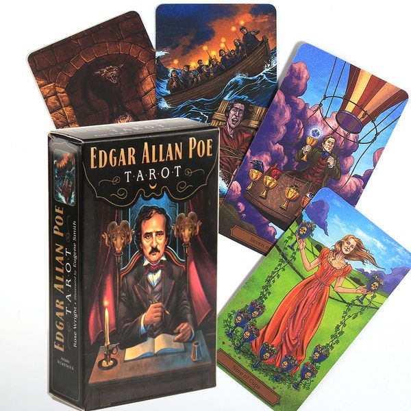Edgar Allan Poe Tarot, Rose Wright tarafından 78 kartlı bir güverte ve 288 sayfalık renkli PDF Rehber Kılavuzu Kart Oyunu Masa Oyunu