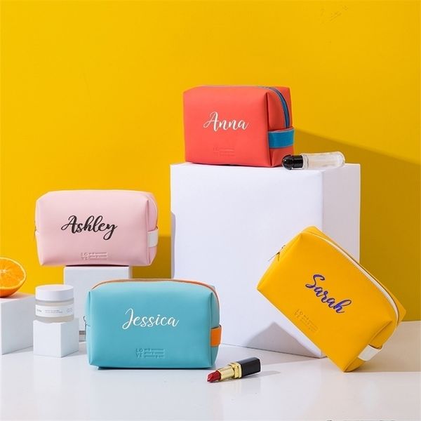 

personalized travel makeup bag embroidery protable cosmetic waterproof organizer pouch custom made for women 220616