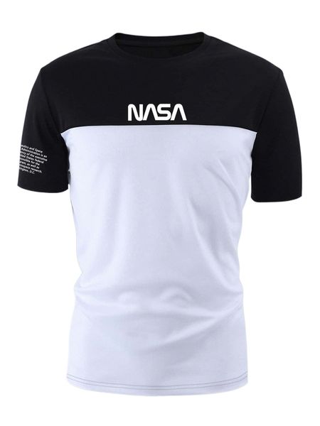 

men letter graphic two tone tee q6hw#, White;black