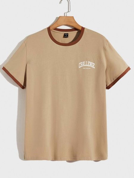 

men letter graphic contrast binding tee f1wz#, White;black