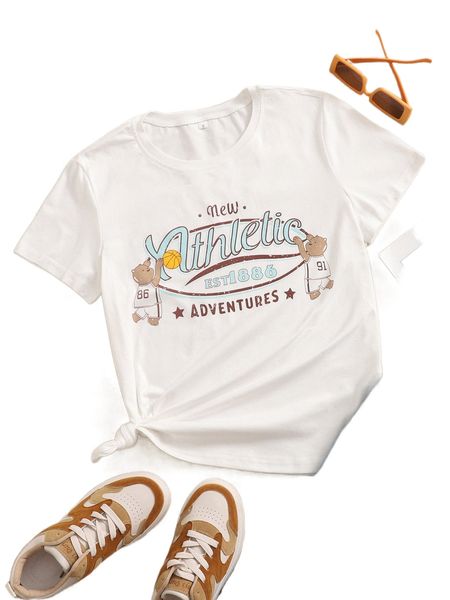 

bear & l.etter graphic tee c8kh#, White
