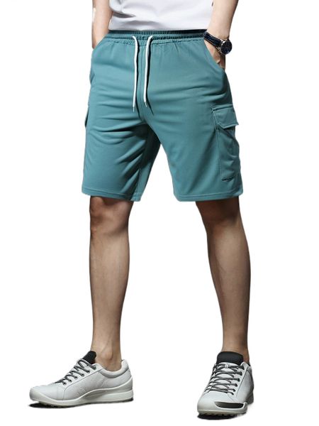 

men drawstring waist flap pocket cargo shorts 01qo#, White;black