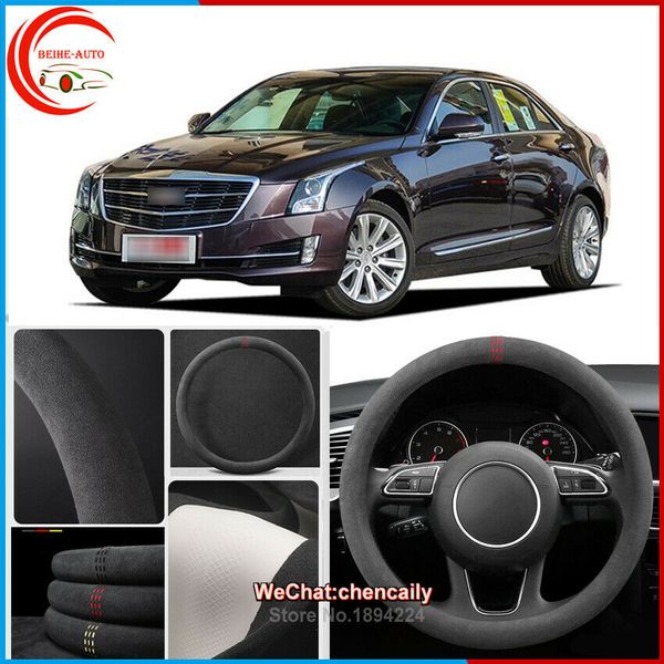 

for cadillac ats black alcantara car steering wheel cover all seasons anti-skid