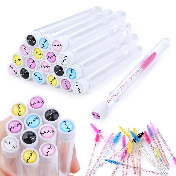 

50 100 200pcs smile makeup disposable false eyelashes mascara brushes eyelash brush for eyebrow reusable tube wholesale 220722, Silver