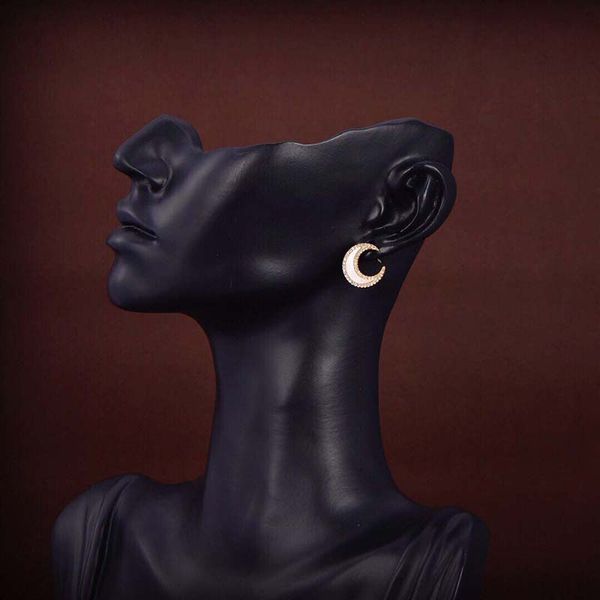 

designer womens stud earrings for women girls rose gold classic diamond jewelry white moon fashion wedding gifts, Golden;silver