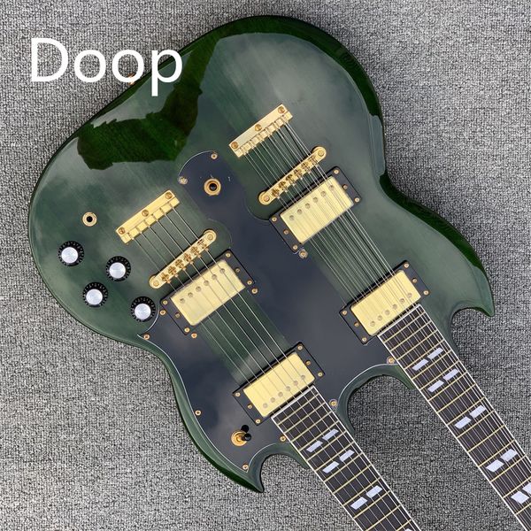 

in stock 12 & 6 strings 1275 double neck green electric guitar gold hardware tuilp tuners immediate delivery