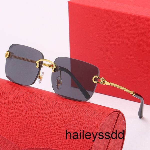 

latest fashion men sunglasses sunshade glasses leopard head composite metal rimless optical frame classic rectangle square gold luxury 5jq4, White;black