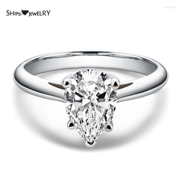 Ringos de cluster Shipei 100% 925 Corte de pêra de prata esterlina D cor real Moissanite Diamonds Gemstone no engajamento de pedras finas para mulheres finas presentes