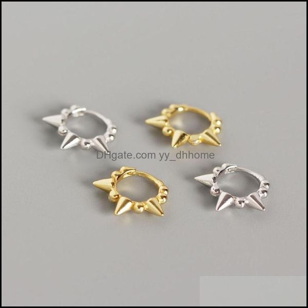 

hoop hie earrings jewelry 100% genuine 925 sterling sier earring new beads and rivets small for women fine gifts yme527 drop delivery 2021, Golden;silver