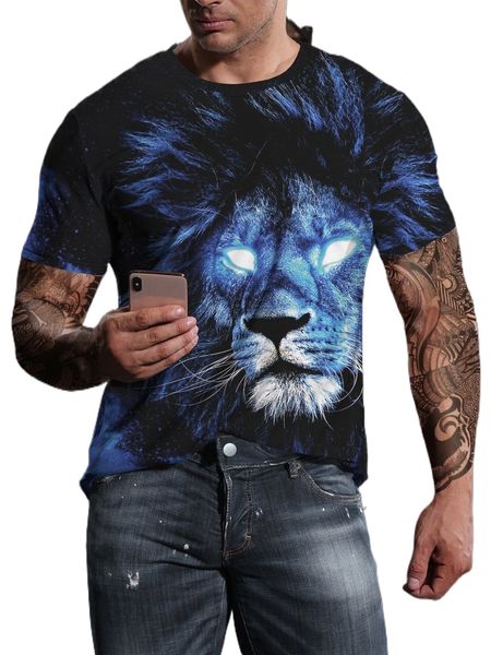 

men 3d lion print tee y8gq#, White;black