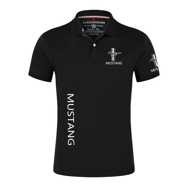 

summer mustang polo shirts men short sleeves brand classic male cotton casual sport solid color customize man t shirts 220608, White;black
