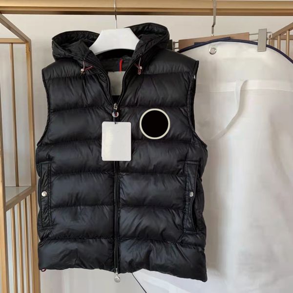 

designer mens down vest jackets womens flocking badge winter jacket vest, Black;white