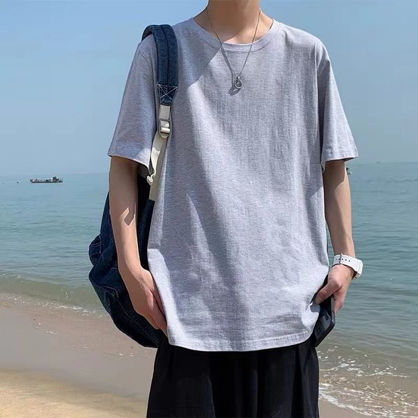 

pdd men's clothing short sleeve tees polos mens t-shirts summer simple icon cotton casual solid color t-shirt men fashion t 02 pengyimi