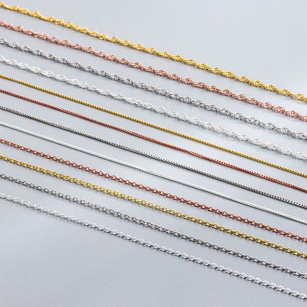 

s925 sterling silver 18k chains necklaces diy jewelry for women o cross box snake chain necklace wholesale