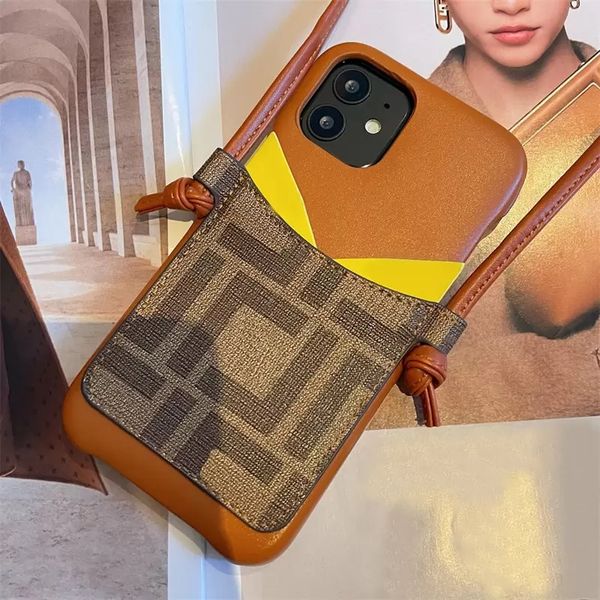 

lanyard designer phone case for iphone 12 13 pro pro max classic letter card holder handbag case