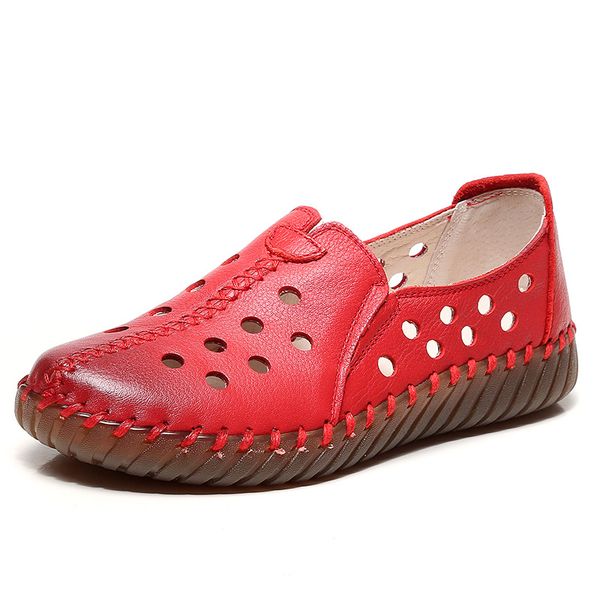 

2022 genuine leather flats summer women platform sneakers creepers cutouts slip on flats moccasins shoes loafers, Black;yellow