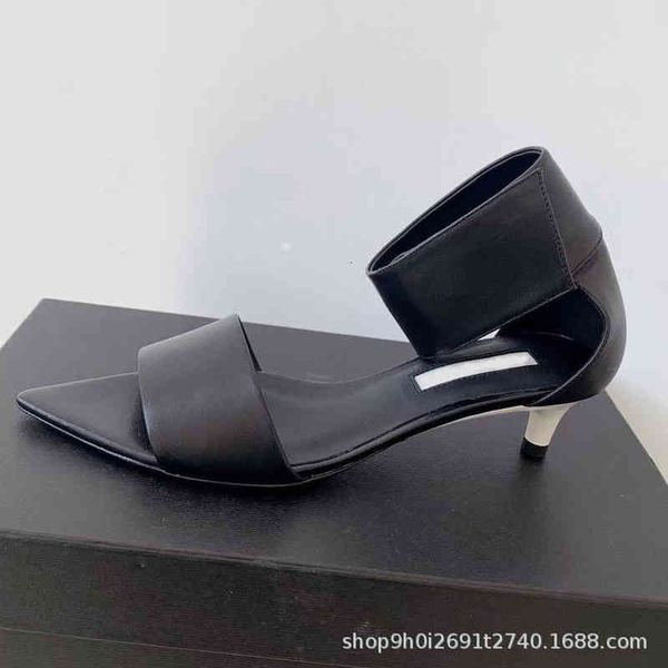 

sandals summer fashion broadband open toe high-heeled sandals women's bandage pointed low heel versatile shoes xgju, Black