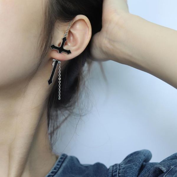 

stud fashion vintage cross drop earrings for women1pc long chain zipper men women party punk jewelry gift, Golden;silver