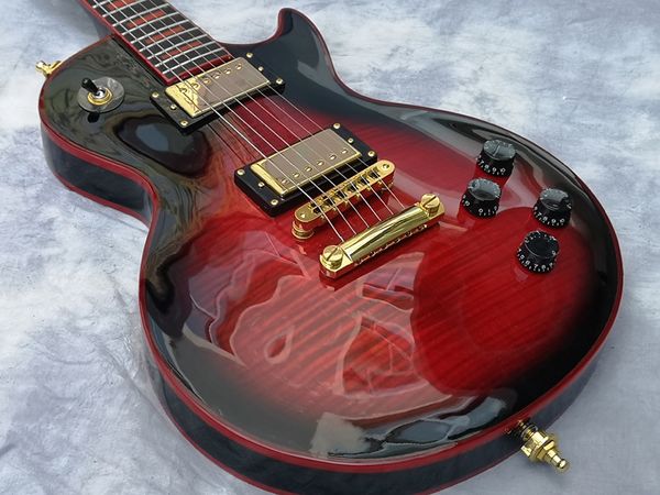 

electric guitar red burst custom, ebony fingerboard, binding over frets