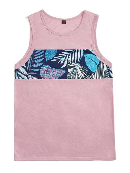 

men tropical print tank 749l#, White;black
