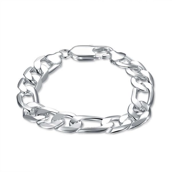 Bracciale in argento moda 925 per uomo donna classica catena geometrica da 12 mm regali per feste di nozze gioielli da strada