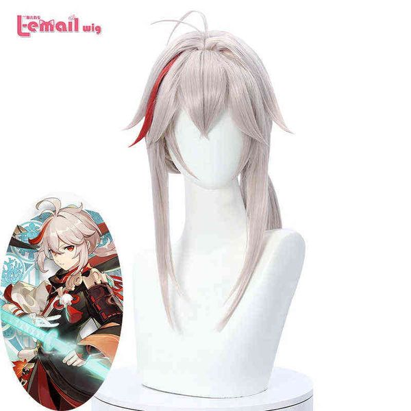 

l-email wig synthetic hair game genshin impact kazuha cosplay wig straight beige heat resistant women s220505, Black