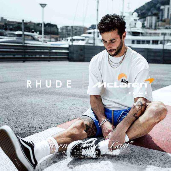 

brand designer t shirt 1:1 version rhude vintage setting sun printing t-shirt men women couple 100% cotton hip hop high street oversize tee, White;black