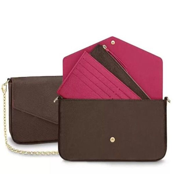 

2022 luxurys bag favorite multi accessories 3 pcs/set women crossbody purse messenger bags handbags flowers shoulder lady leather 61276, Red;black